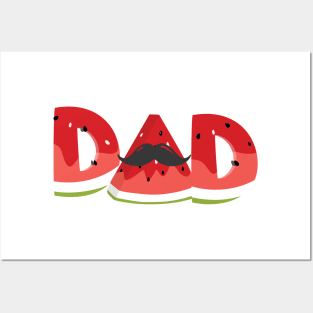 'Dad Watermelon' Cool Watermelon Family Matching Posters and Art